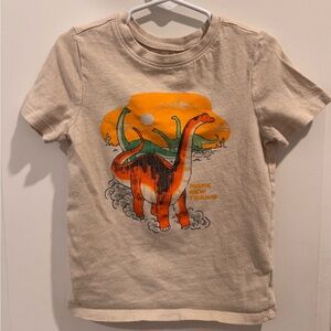 Old Navy Cream Tee with Orange & Green Dinosaur Graphic